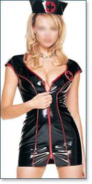 Black PVC Nurse Costume LVF-5011