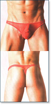 Men's Red Mesh Thong MU5368