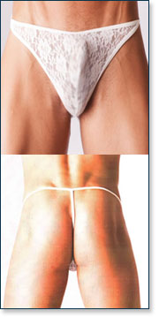 Men's White G-string MU5366