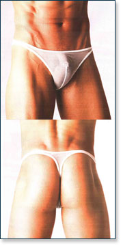 Men's White Mesh Thong MU5369