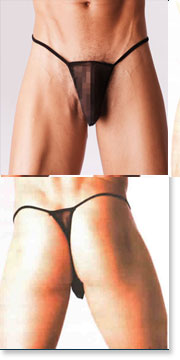 Men's Black Sheer Thong MU5370